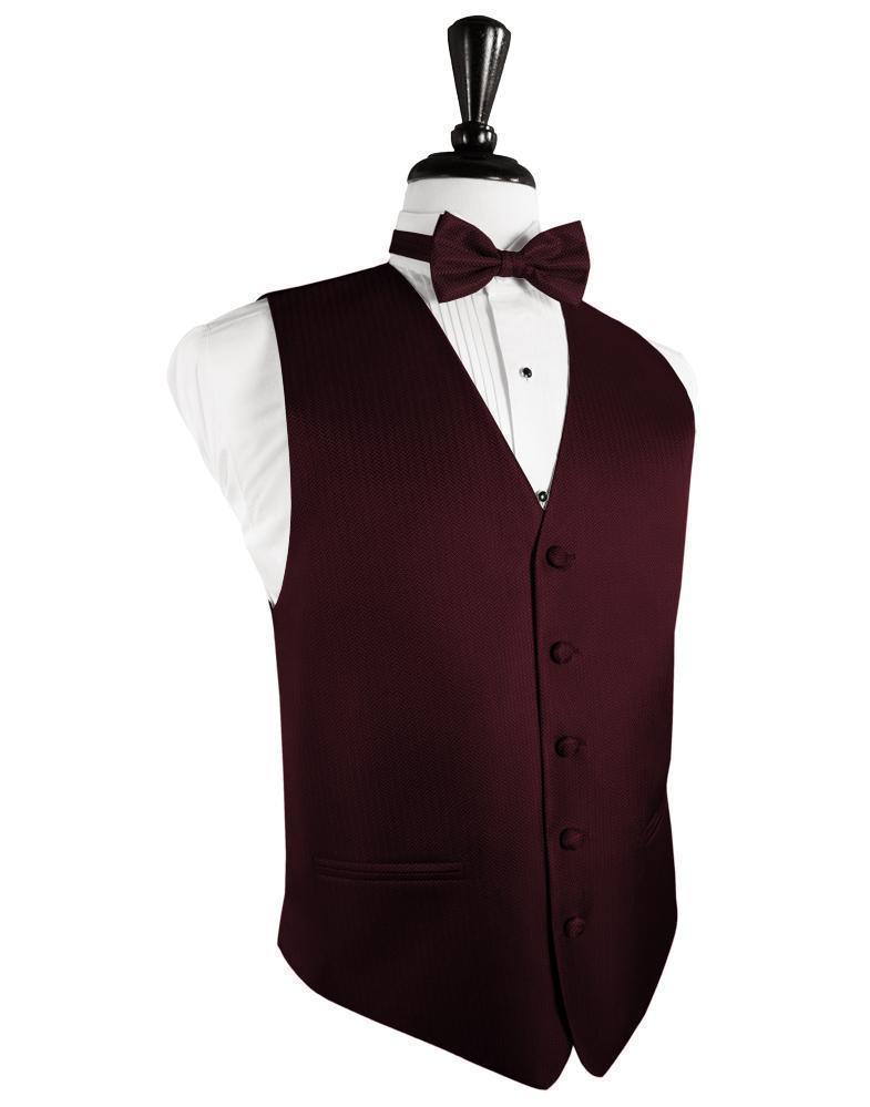 Herringbone Tuxedo Vest 3 - XS / Merlot - Chaleco Caballero