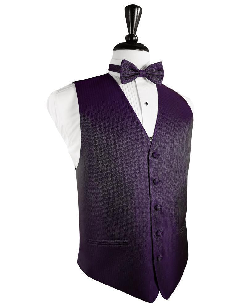 Herringbone Tuxedo Vest 4 - XS / Plum - Chaleco Caballero