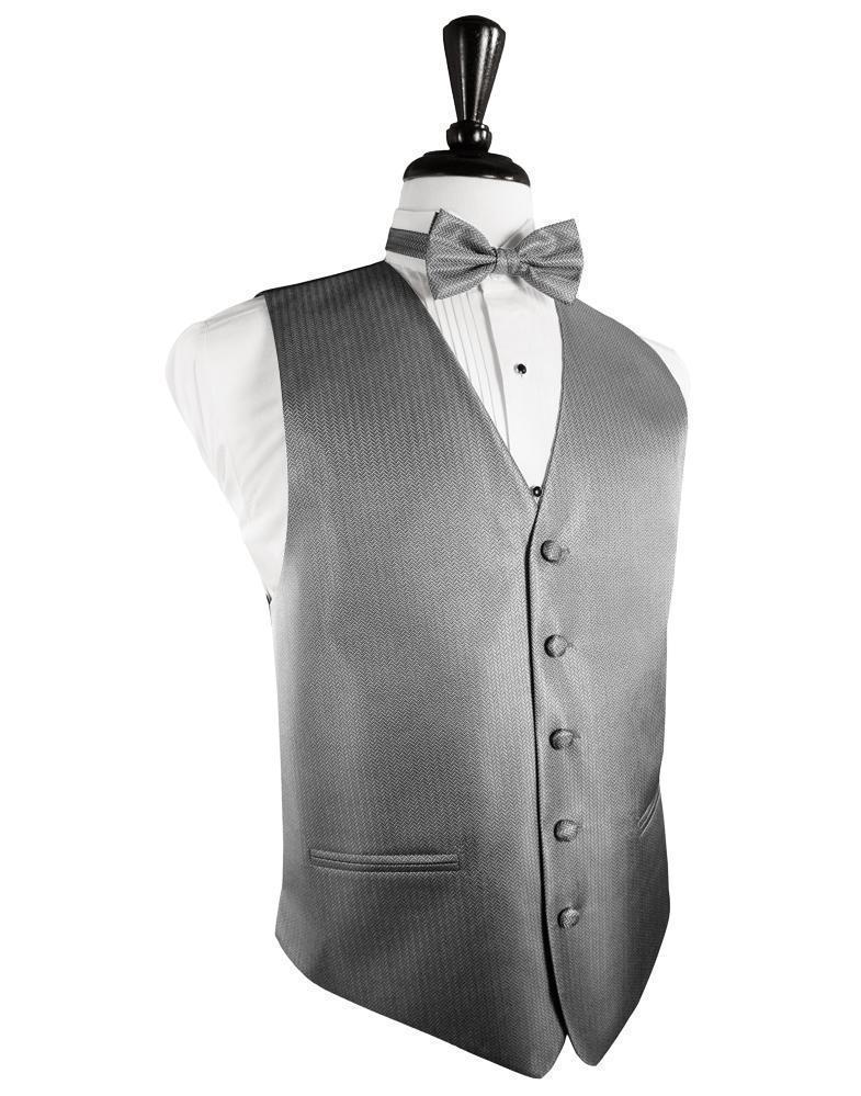 Herringbone Tuxedo Vest 6 - XS / Silver - Chaleco Caballero