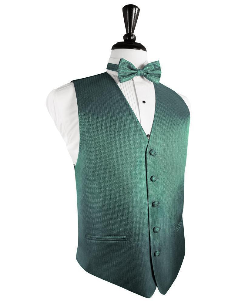 Herringbone Tuxedo Vest - XS / Aqua - Chaleco Caballero