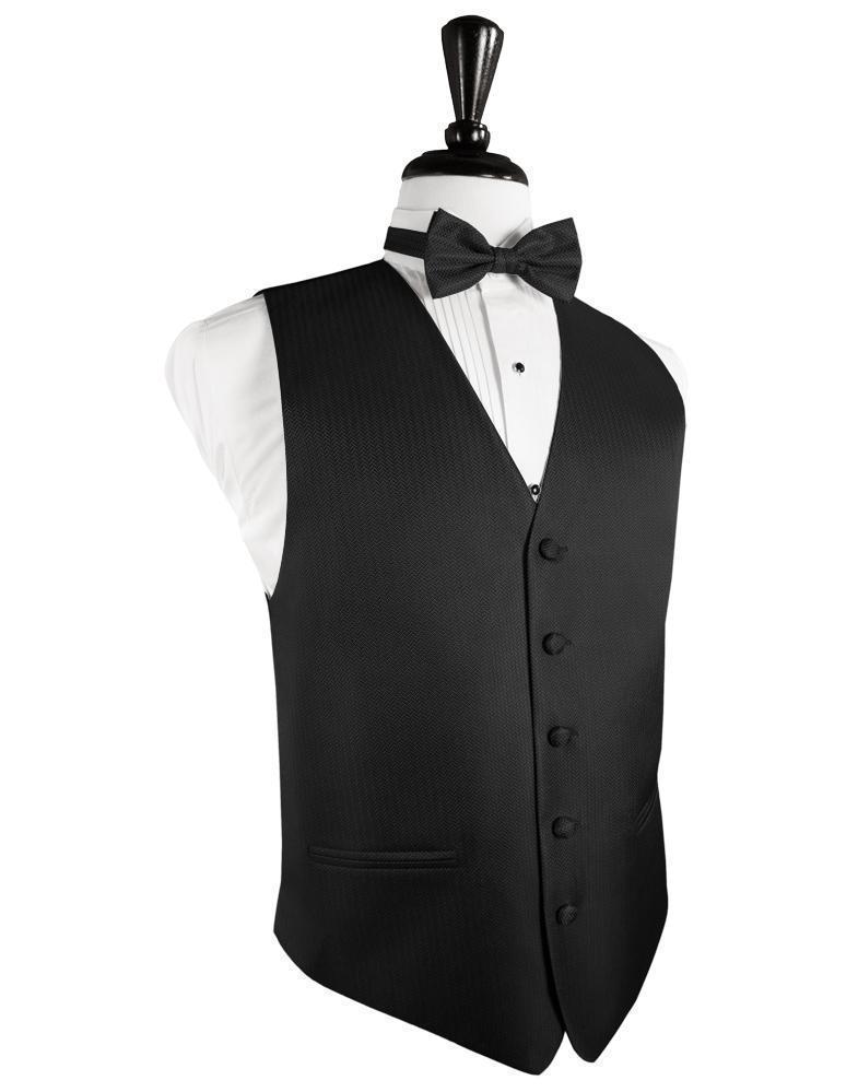 Herringbone Tuxedo Vest - XS / Black - Chaleco Caballero