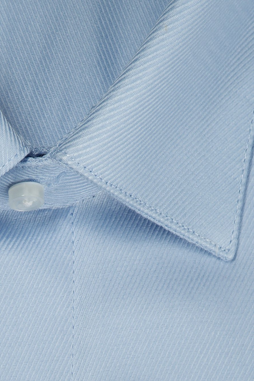 Jamison Blue Twill Spread Collar Dress Shirt - Camisa 