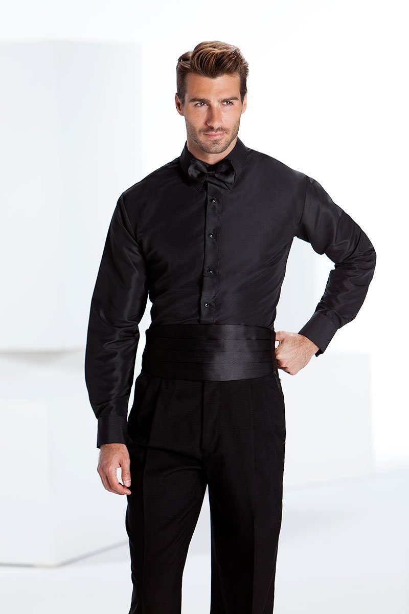 Lido Black Laydown Tuxedo Slim Fit Shirt - XS / 30-31 - 