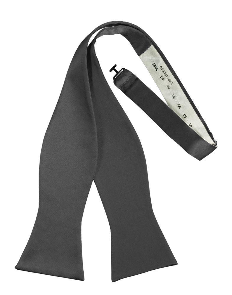 Luxury Satin Bow Tie - Self Tie - Pewter - corbatin 