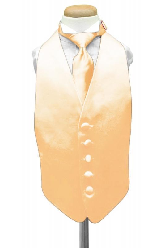 Luxury Satin Kids Tuxedo Vest - Boys Small (3-6) / Apricot -