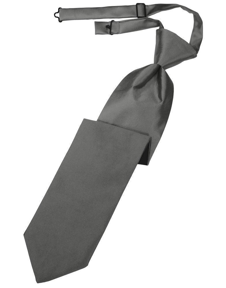 Luxury Satin Necktie Pre-Tied - Charcoal - corbata Caballero