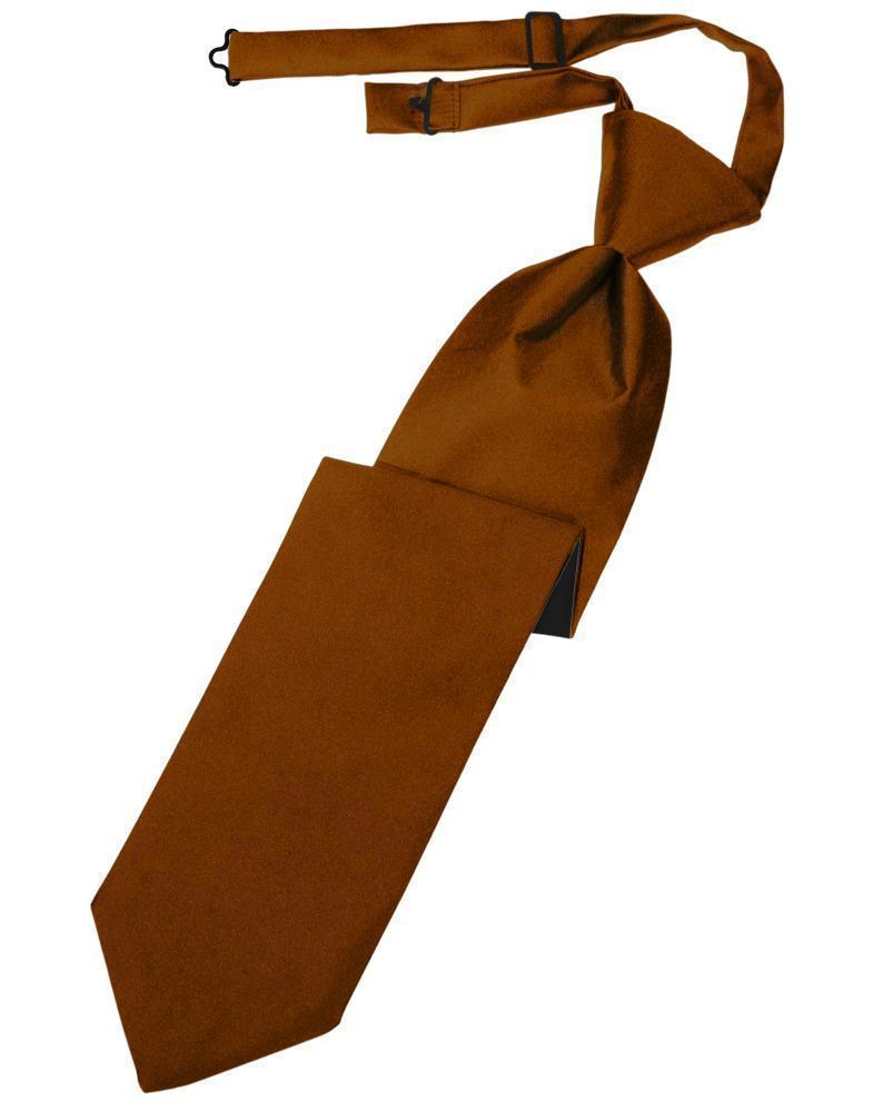 Luxury Satin Necktie Pre-Tied - Cognac - corbata Caballero