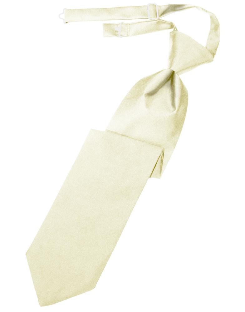 Luxury Satin Necktie Pre-Tied - Ivory - corbata Caballero