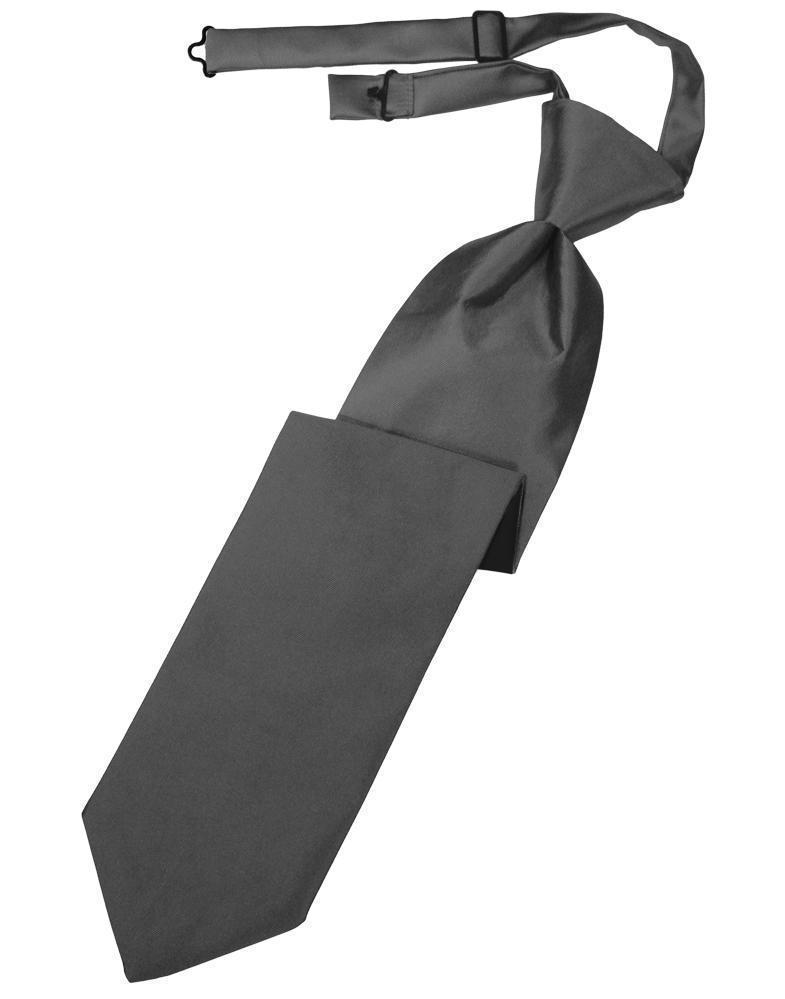 Luxury Satin Necktie Pre-Tied - Pewter - corbata Caballero
