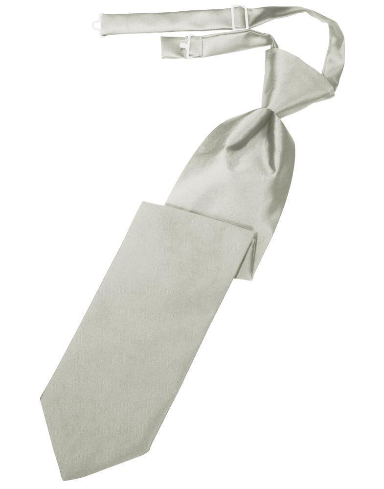 Luxury Satin Necktie Pre-Tied - Platinum - corbata Caballero