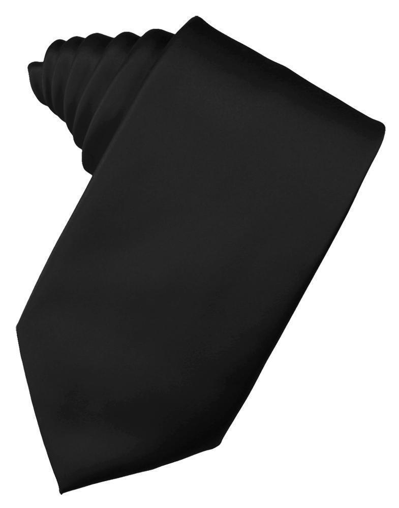 Luxury Satin Necktie Self Tie - Black - corbata Caballero