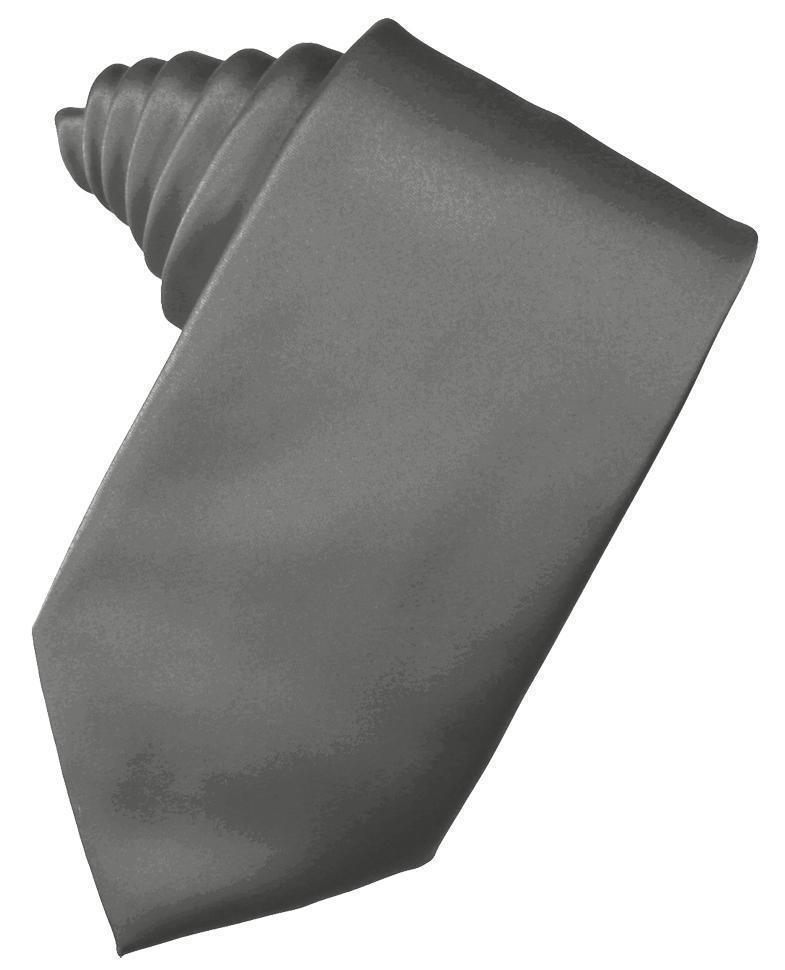 Luxury Satin Necktie Self Tie - Charcoal - corbata Caballero