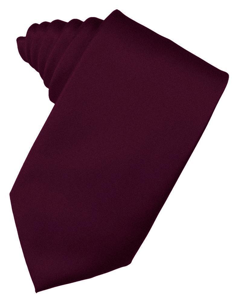 Luxury Satin Necktie Self Tie - Wine - corbata Caballero