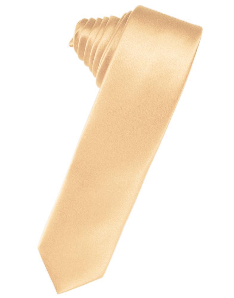Luxury Satin Skinny Necktie Self Tie - Apricot - corbata 