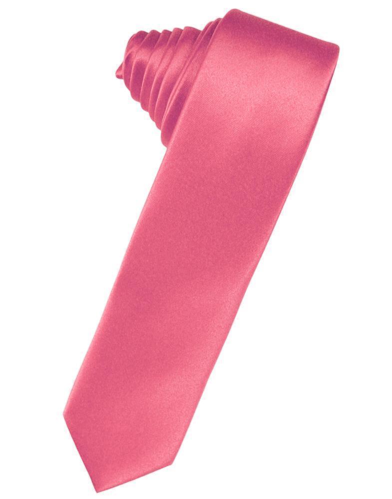 Luxury Satin Skinny Necktie Self Tie - Bubblegum - corbata 