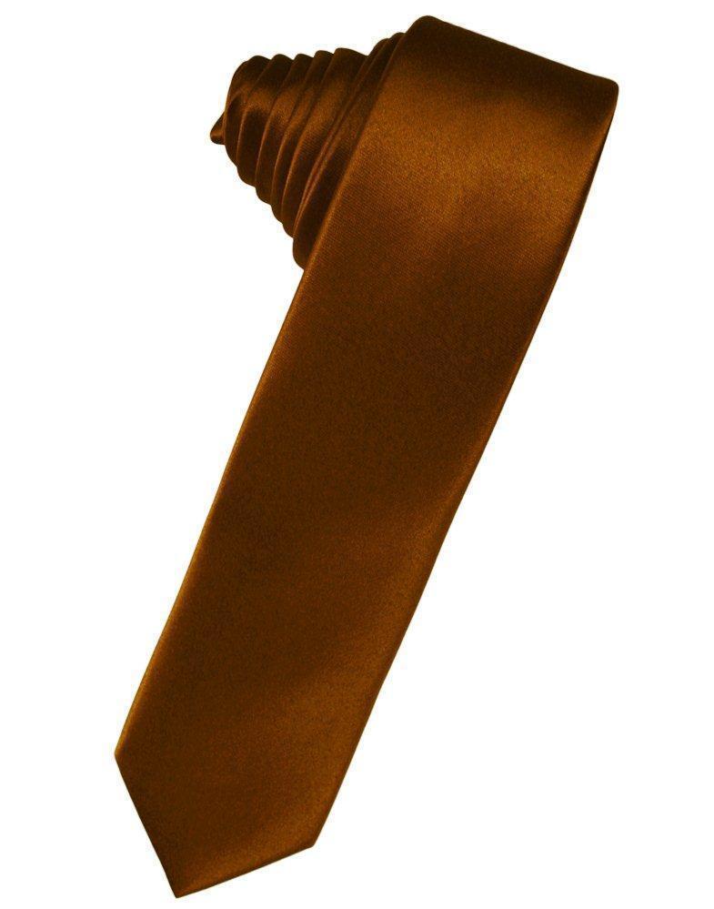 Luxury Satin Skinny Necktie Self Tie - Cognac - corbata 