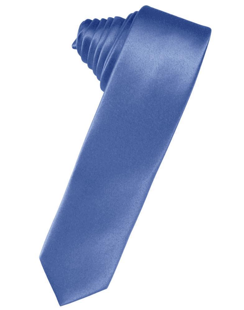 Luxury Satin Skinny Necktie Self Tie - Cornflower - corbata 