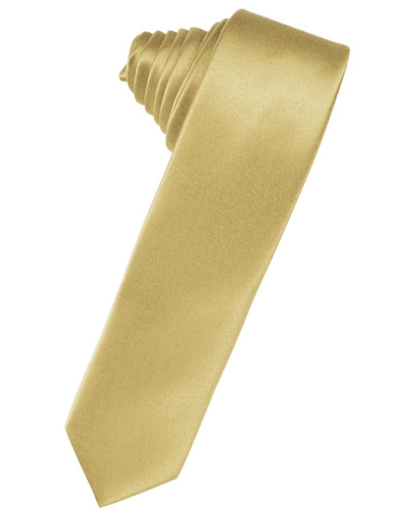 Luxury Satin Skinny Necktie Self Tie - Harvest Maize - 