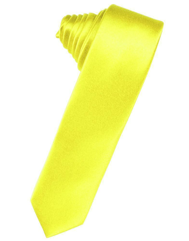 Luxury Satin Skinny Necktie Self Tie - Lemon - corbata 