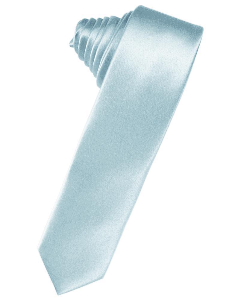 Luxury Satin Skinny Necktie Self Tie - Light Blue - corbata 