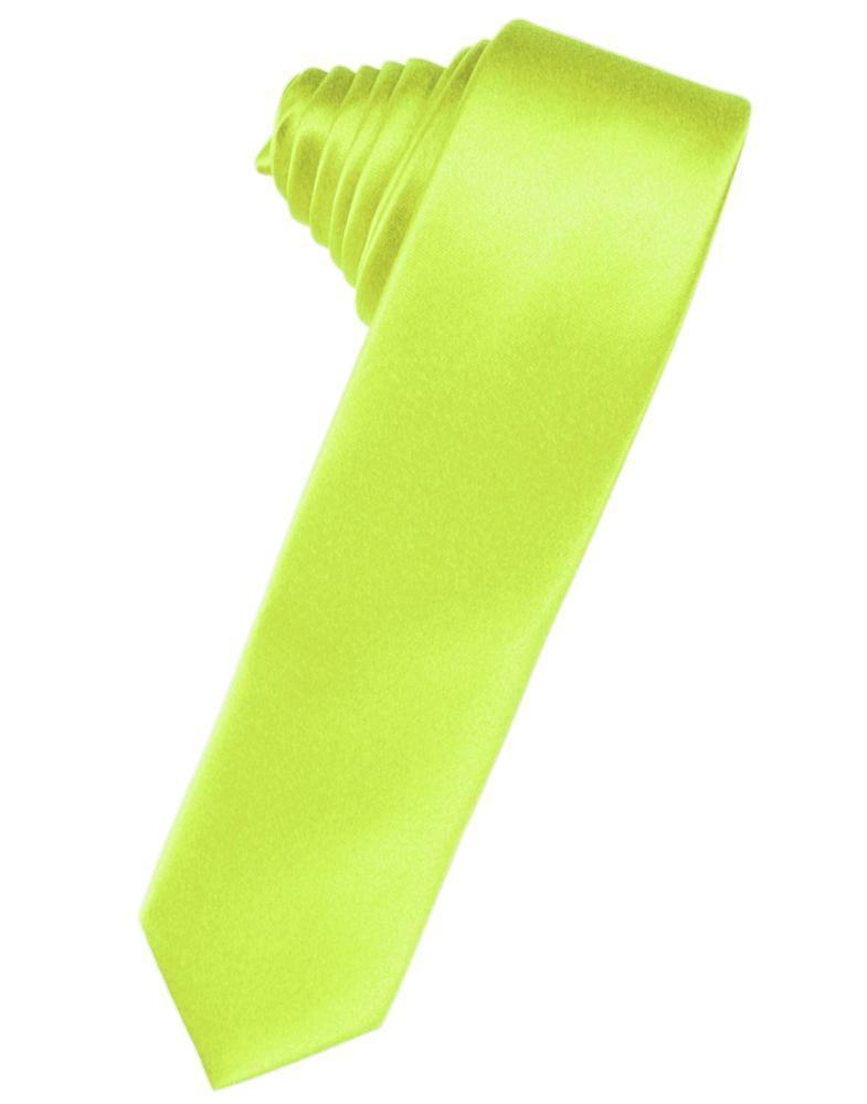 Luxury Satin Skinny Necktie Self Tie - Lime - corbata 