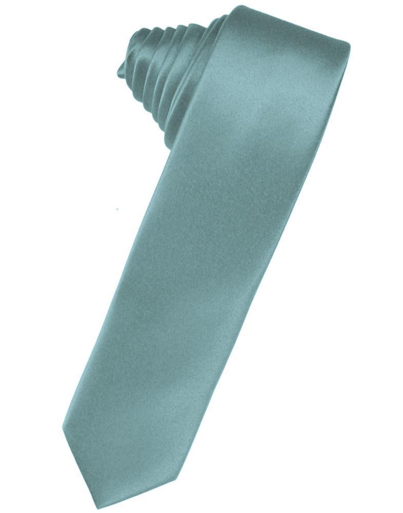 Luxury Satin Skinny Necktie Self Tie - Mist - corbata 