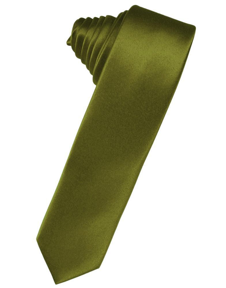 Luxury Satin Skinny Necktie Self Tie - Moss - corbata 