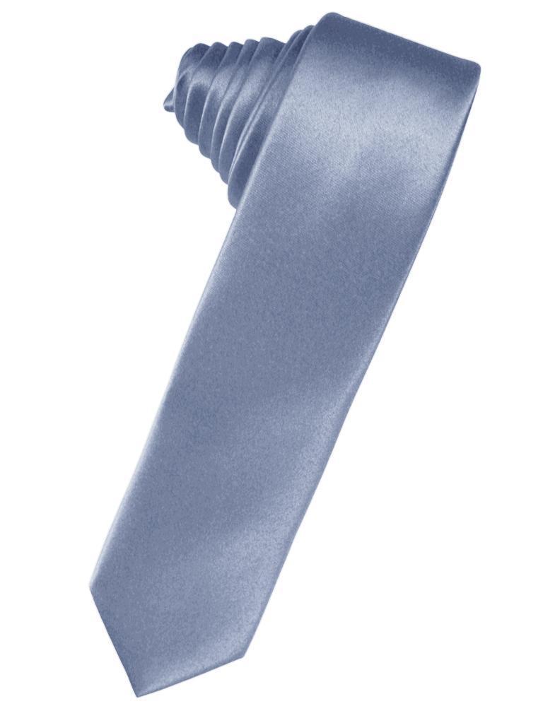 Luxury Satin Skinny Necktie Self Tie - Periwinkle - corbata 