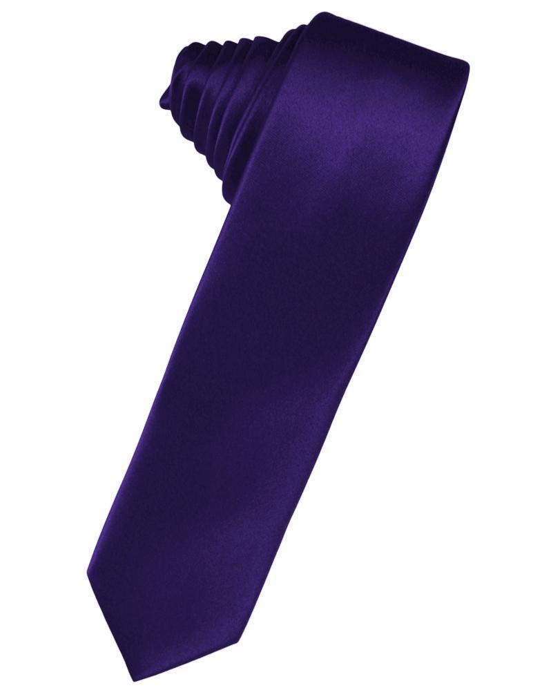 Luxury Satin Skinny Necktie Self Tie - Purple - corbata 