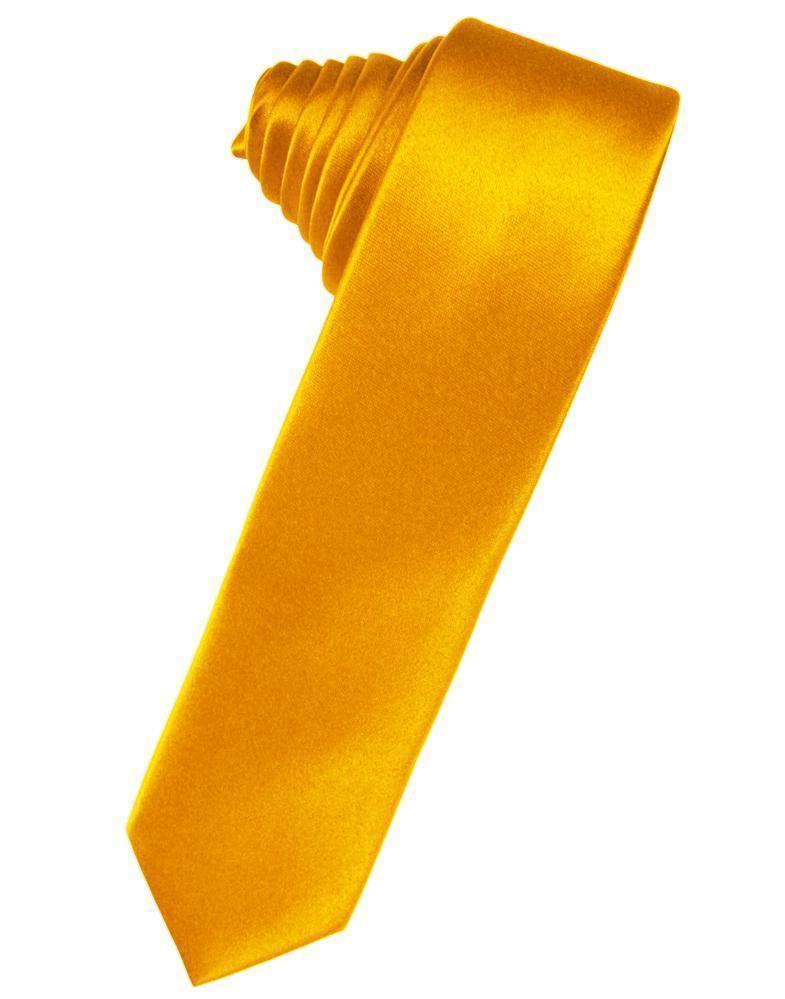 Luxury Satin Skinny Necktie Self Tie - Tangerine - corbata 
