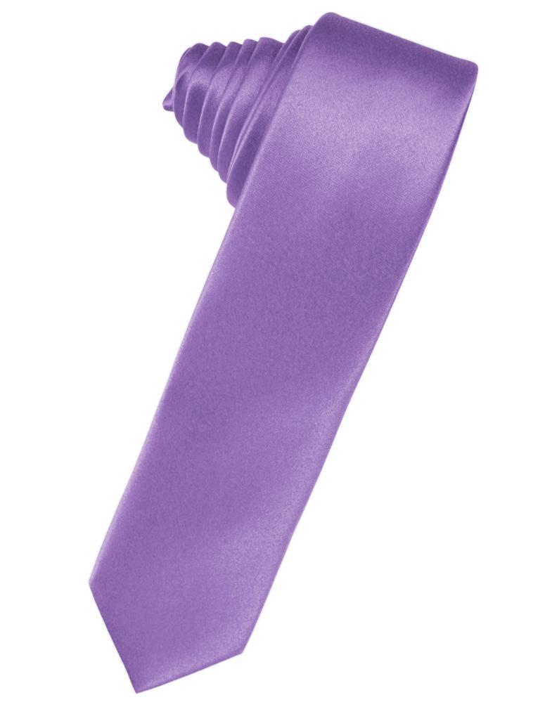 Luxury Satin Skinny Necktie Self Tie - Wisteria - corbata 