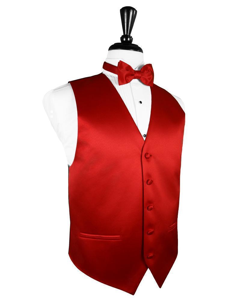 Luxury Satin Tuxedo Vest 2 - XS / Scarlet - Chaleco 