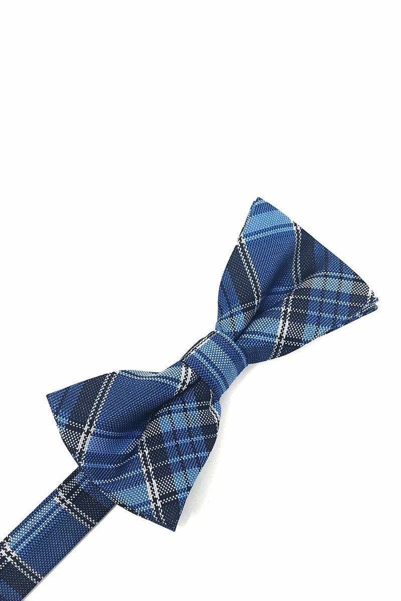 Madison Plaid Bow Tie Pre-Tied - Blue - corbatin caballero