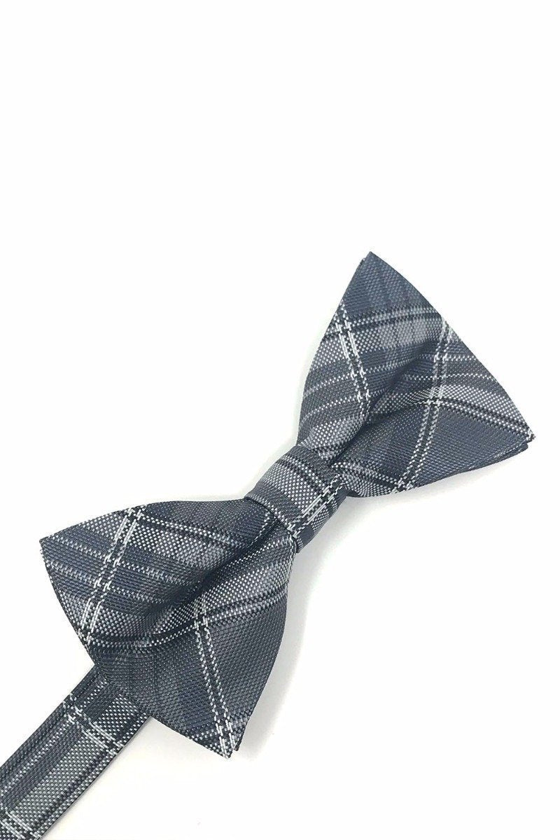Madison Plaid Bow Tie Pre-Tied - Grey - corbatin caballero