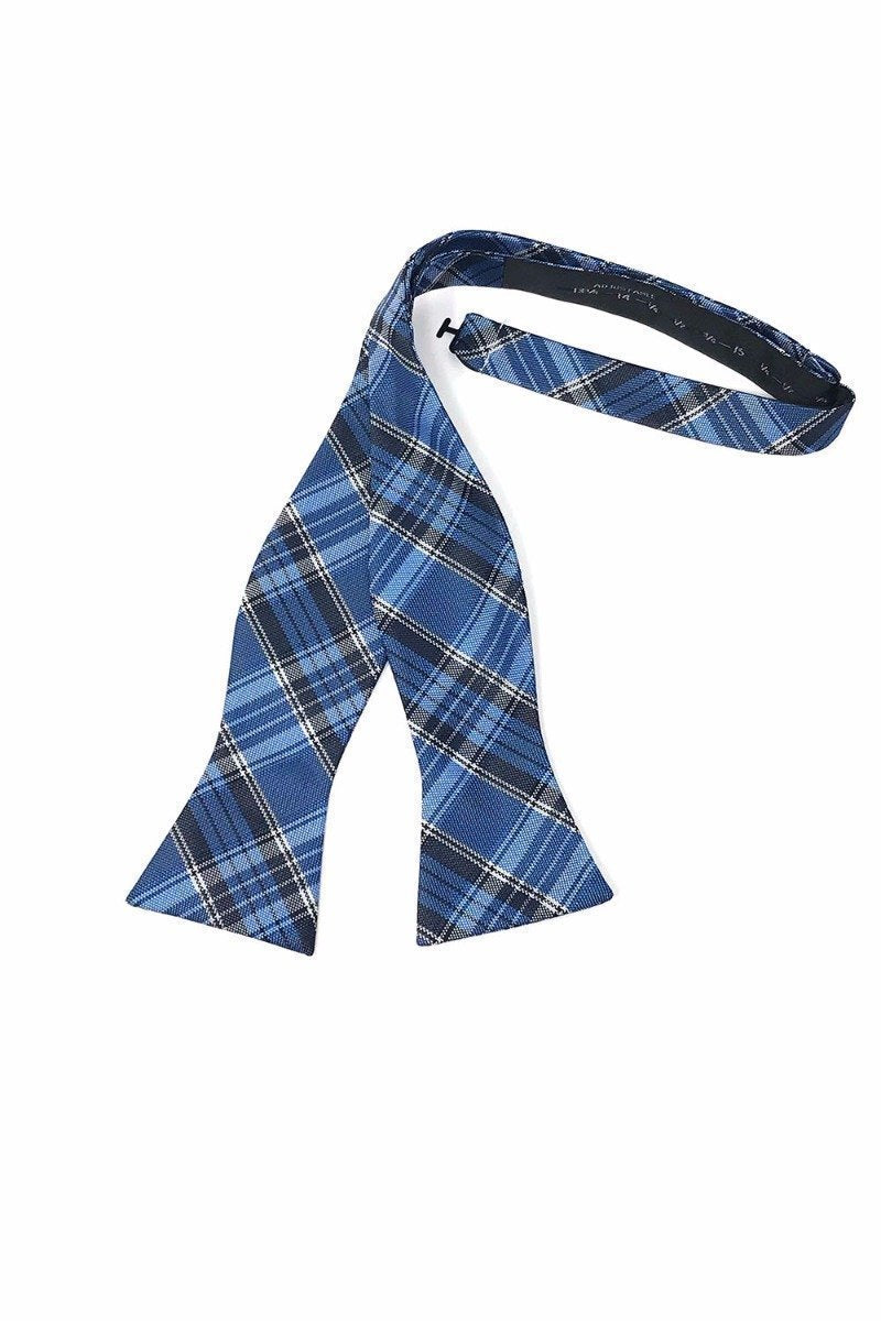 Madison Plaid Bow Tie Self Tie - Blue - corbatin caballero