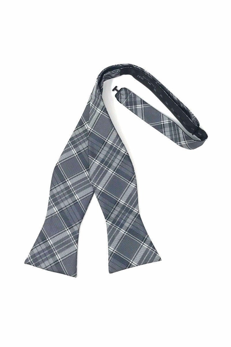 Madison Plaid Bow Tie Self Tie - Grey - corbatin caballero