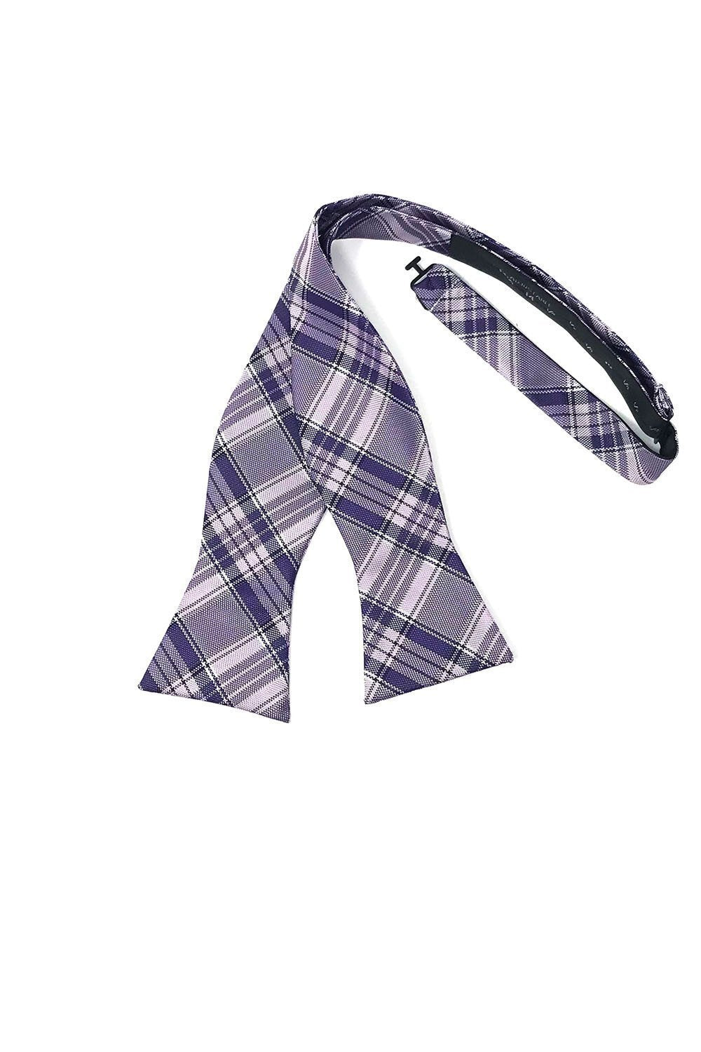 Madison Plaid Bow Tie Self Tie - Purple - corbatin caballero