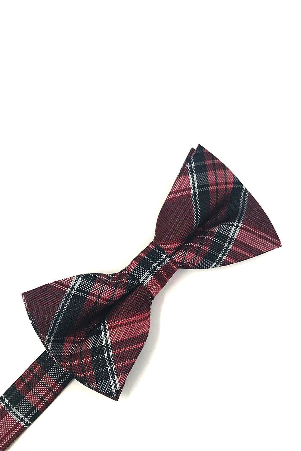 Madison Plaid Bow Tie Self Tie - Red - corbatin caballero