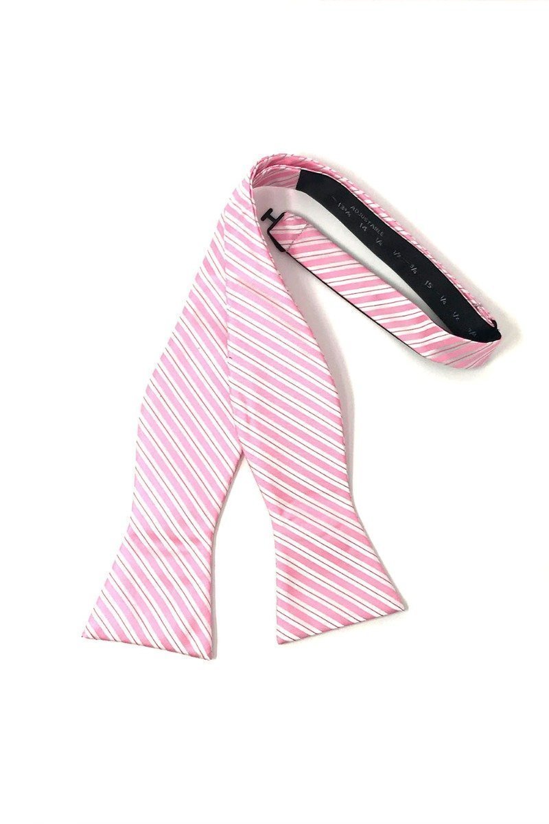 Newton Stripe Bow Tie Self Tie - Pink - corbatin caballero