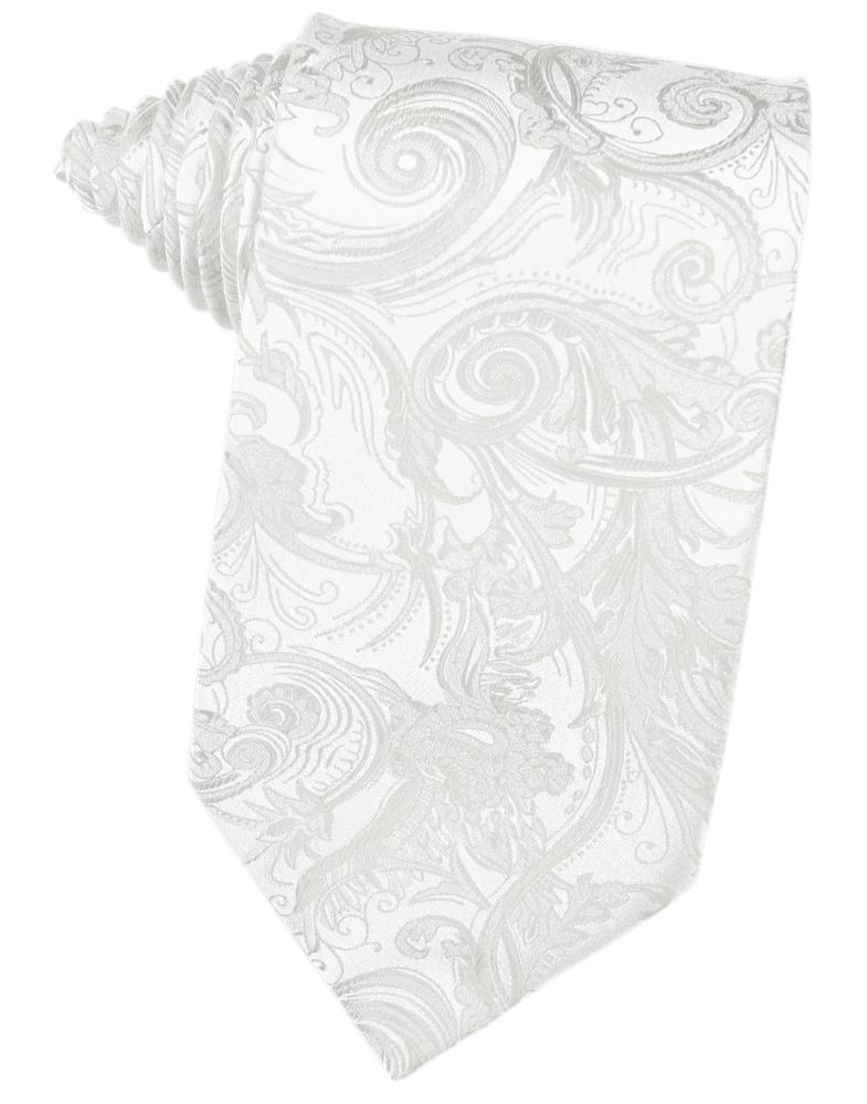 Paisley Silk Necktie - White - corbata Caballero