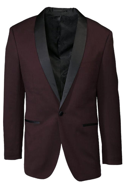 Sebastian Burgundy Pindot Tuxedo Jacket Shawl (Separates) - 