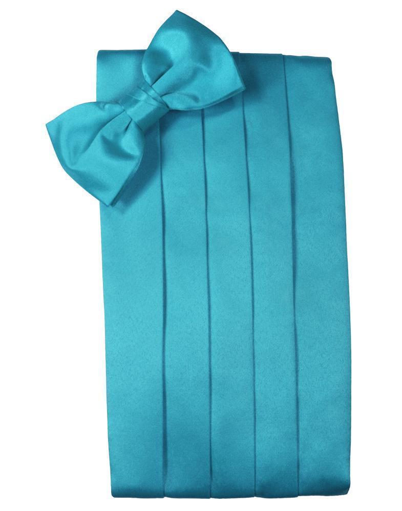 Set Luxury Satin Cummerbund & Bow Tie - Turquoise - Faja 