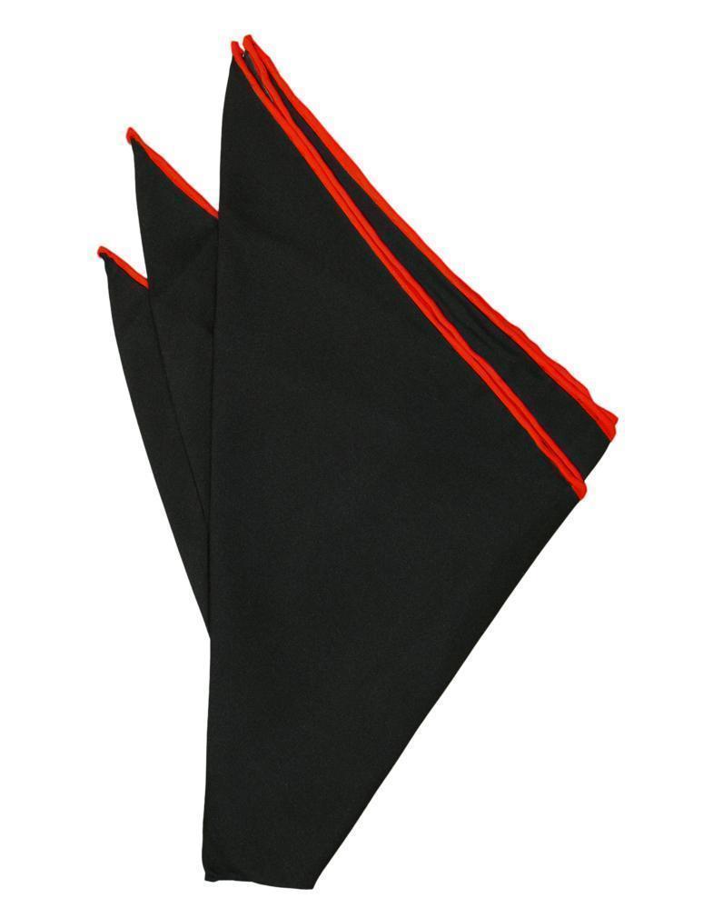 Silk Hand Rolled Trim Pocket Square - Black/Red - Pañuelo 