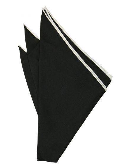 Silk Hand Rolled Trim Pocket Square - Black/White - Pañuelo 