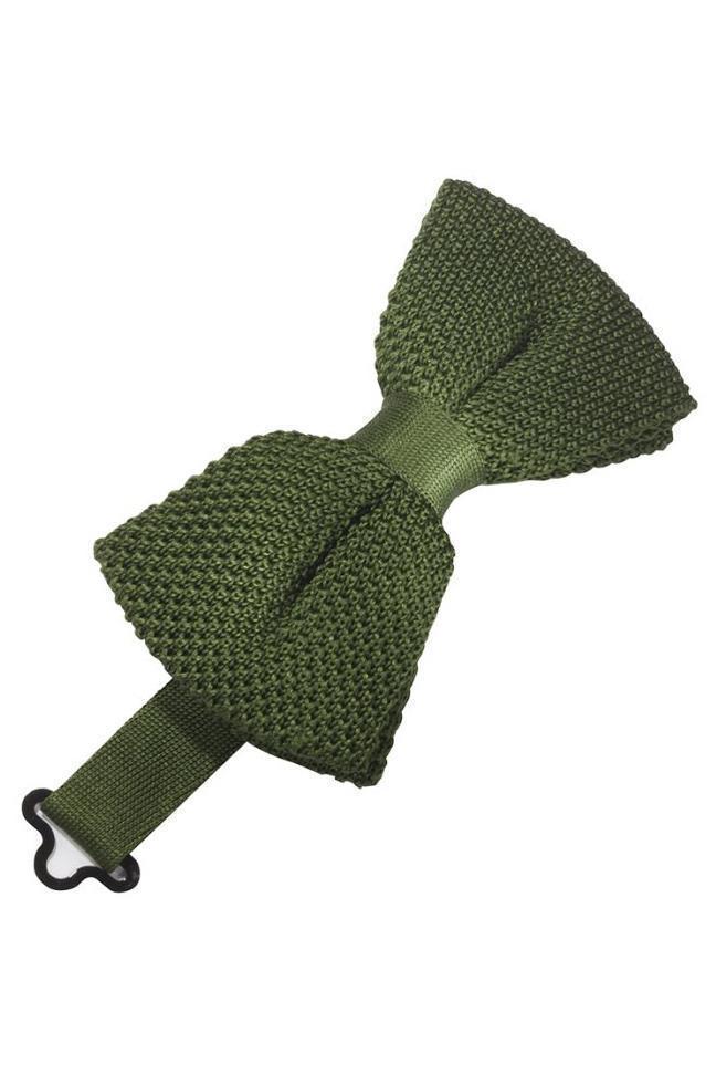 Silk Knit Bow Tie - Army Green - corbatin caballero