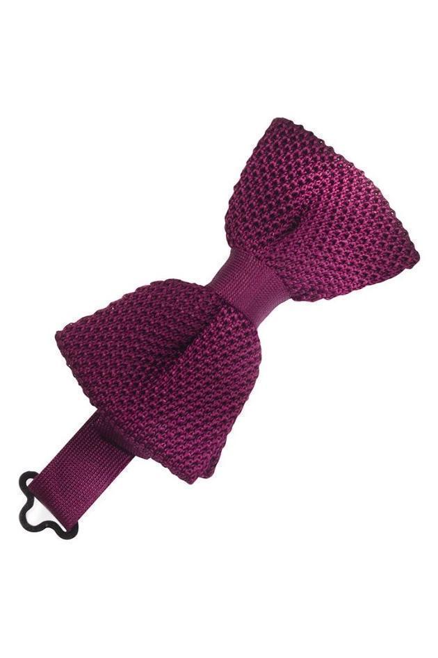 Silk Knit Bow Tie - Bordeaux - corbatin caballero
