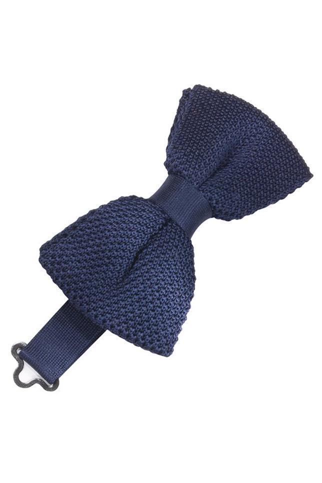 Silk Knit Bow Tie - Navy - corbatin caballero