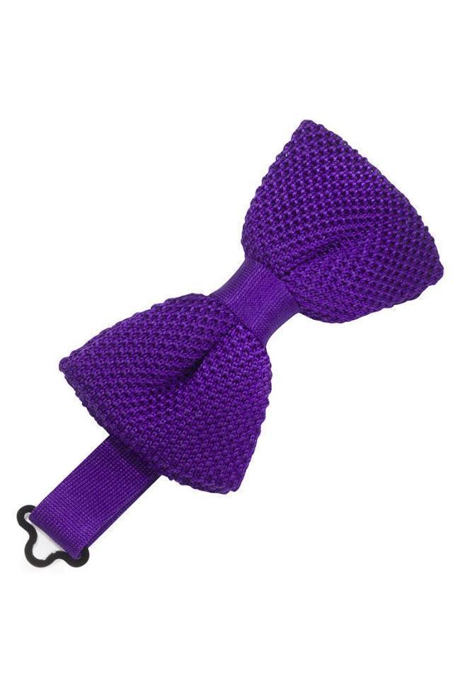 Silk Knit Bow Tie - Purple - corbatin caballero
