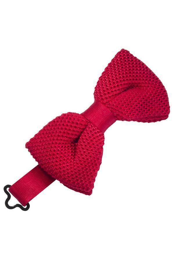 Silk Knit Bow Tie - Red - corbatin caballero