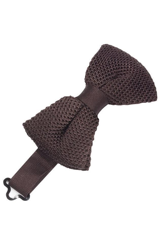 Silk Knit Bow Tie - Truffle - corbatin caballero